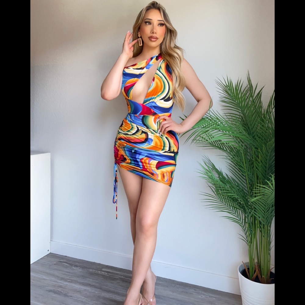 Abstract Cut Out Mini Dress